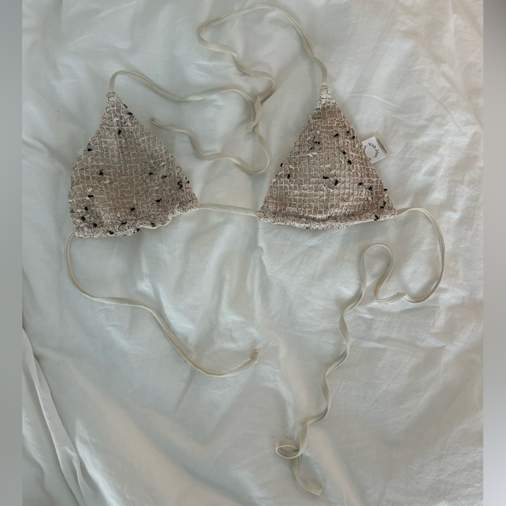 With Jean netted bikini top